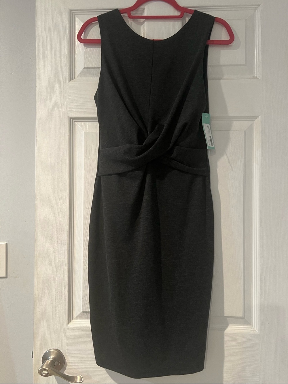 RD Style Twist-Front Sleeveless Midi Dress in Dark Gray